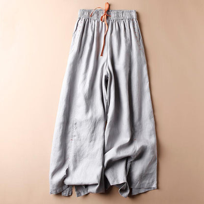 Summer thin cotton linen cropped trousers