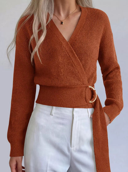 Metal Ring Detail Dropped Shoulder Sweater