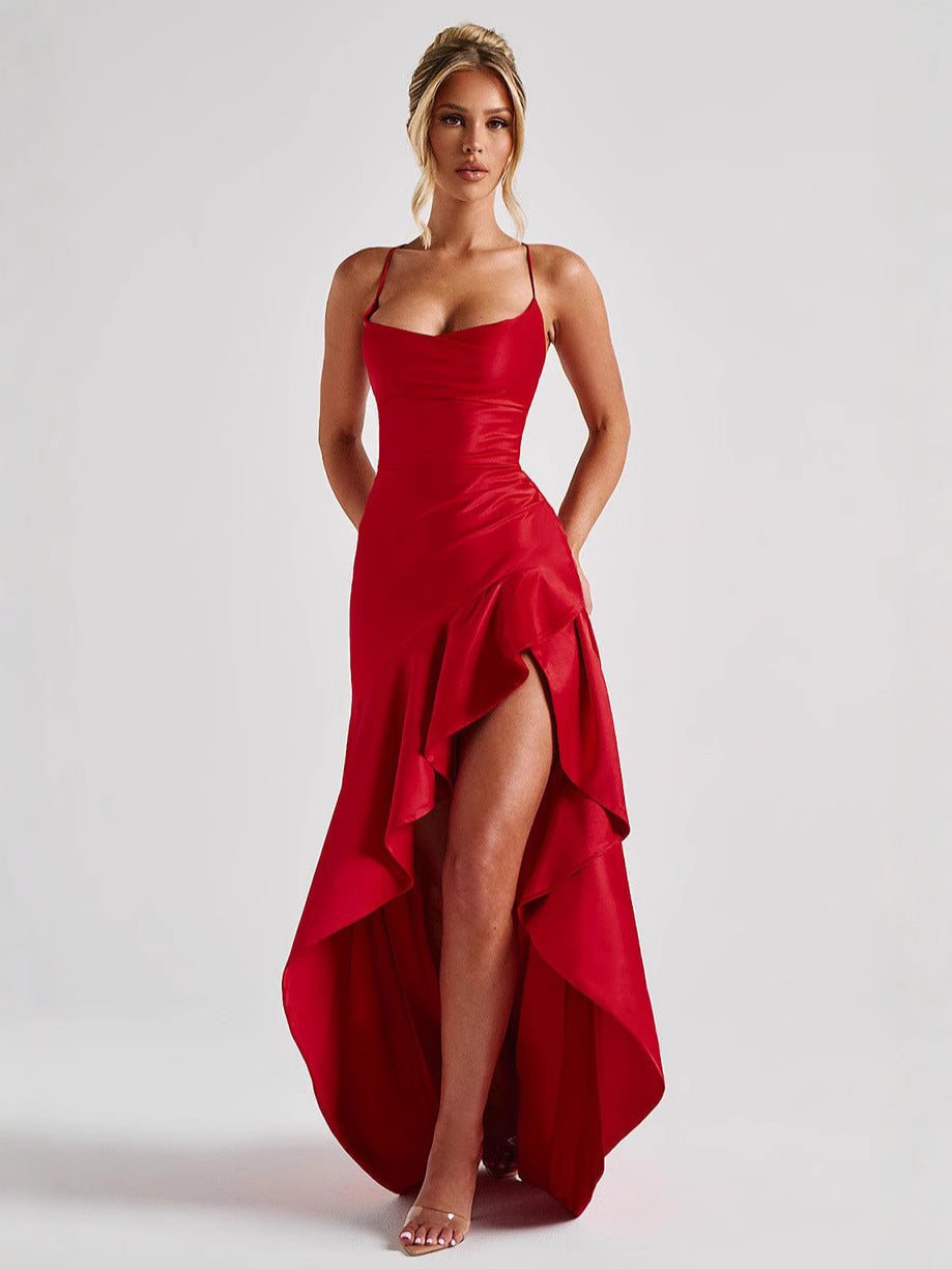 Robe longue en satin