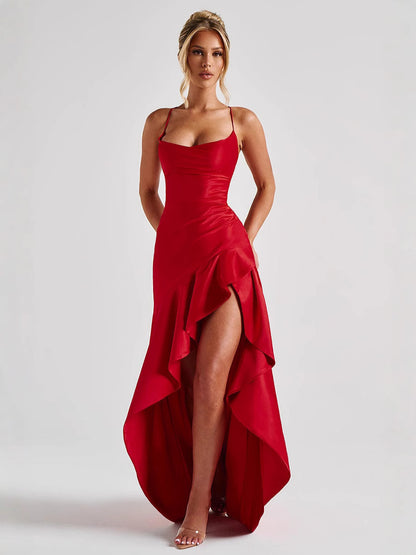 Robe longue en satin