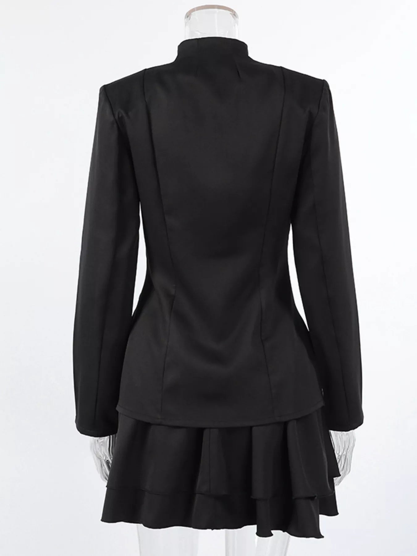Alice's Elegant Stand Collar Blazer and Mini Skirt Set