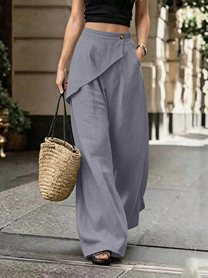Asymmetrical Wrap Wide-Leg Pants