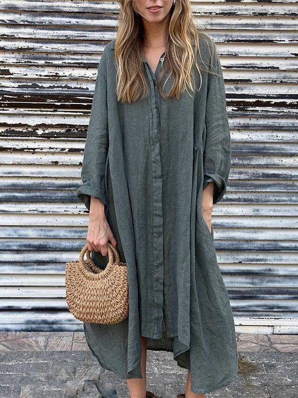 Fashion Casual Long-Sleeved Shirt Dress