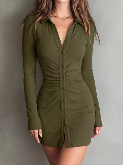 Button-Down Bodycon Mini Dress