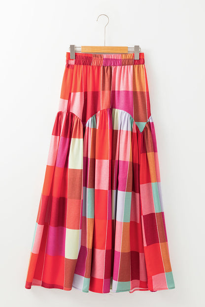 Blue Zone Planet | Color Block Elastic Waist Maxi Skirt