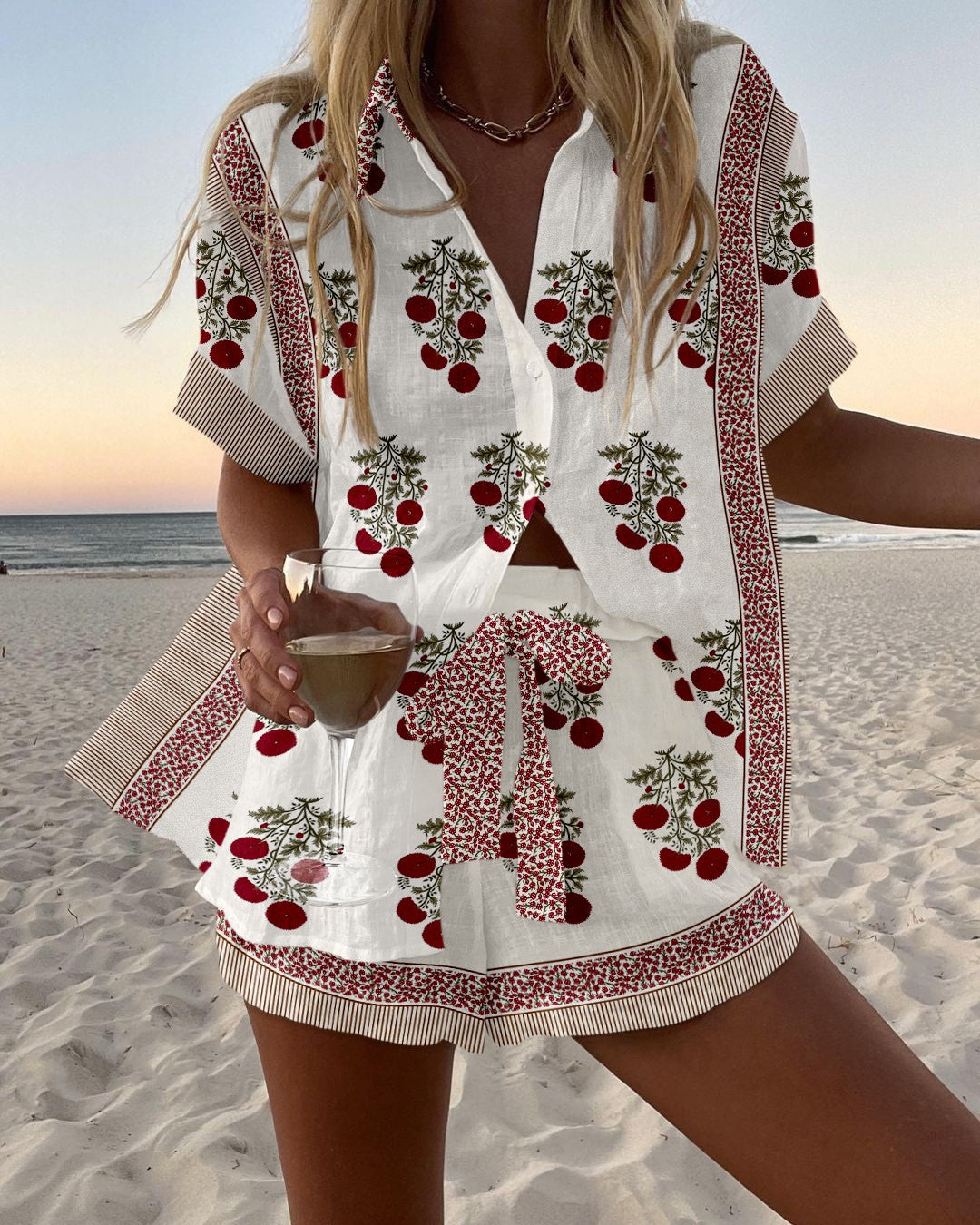 Floral vacation casual two-piece set