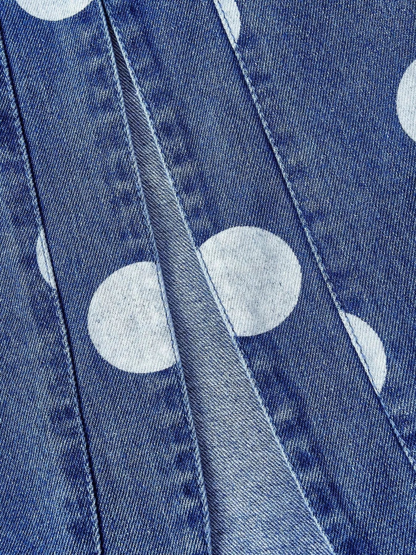 Polka Dot Cropped Denim Jacket