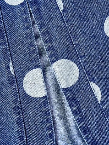 Polka Dot Cropped Denim Jacket