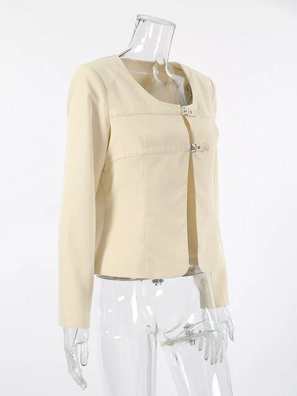 Buckle-Front Cropped Jacket