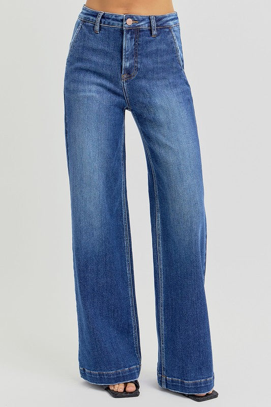 Blue Zone Planet | Risen Full Size High Rise Wide Leg Jeans With Slanted Pockets