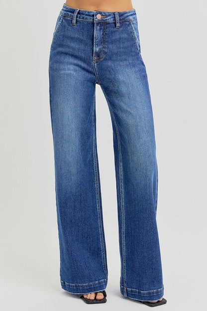 Blue Zone Planet | Risen Full Size High Rise Wide Leg Jeans With Slanted Pockets
