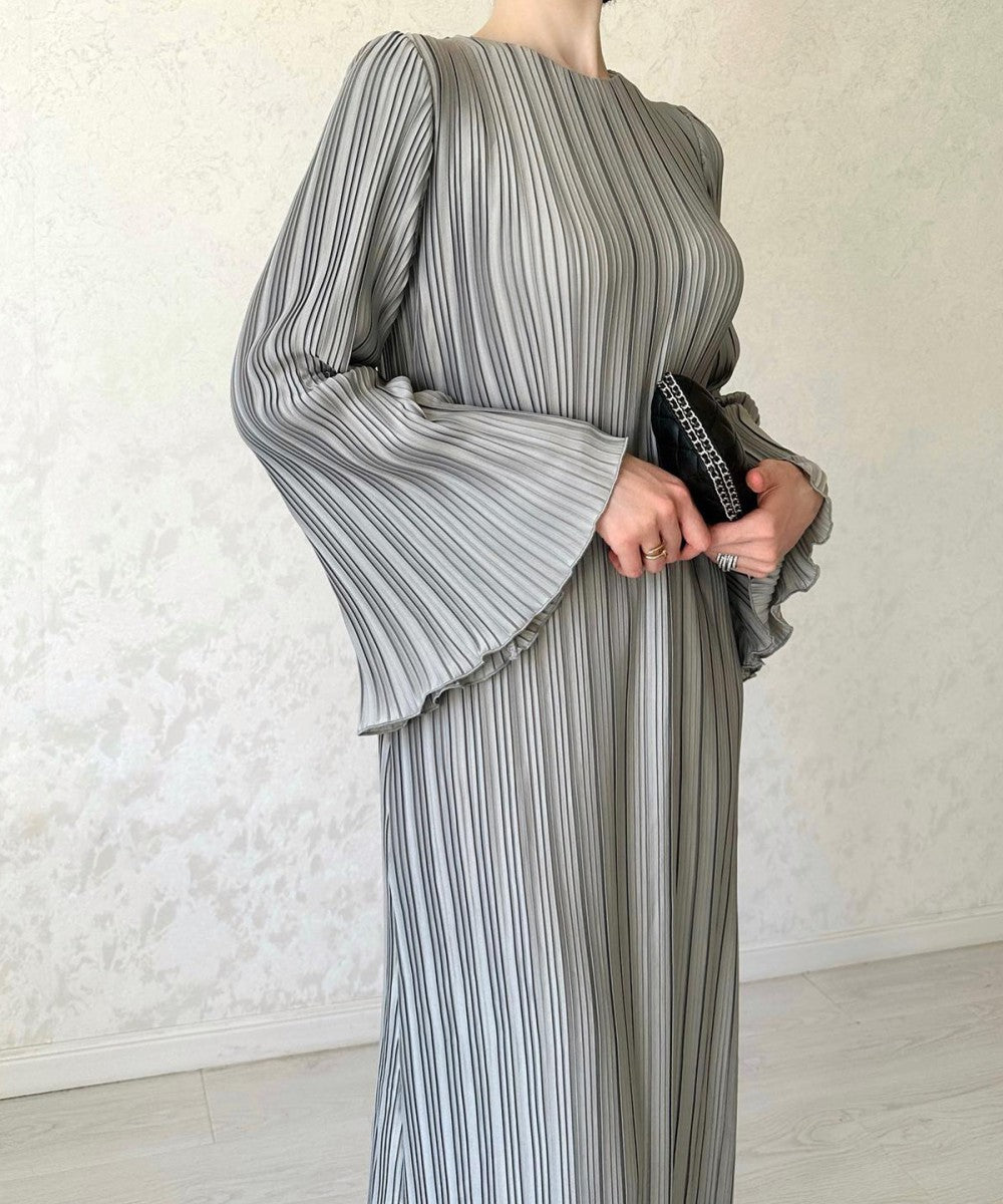 Temperature Flared Sleeve Long Dress