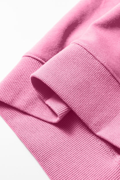 Bright Pink Oversize Blessed Embroidered Mock Neck Sweatshirt