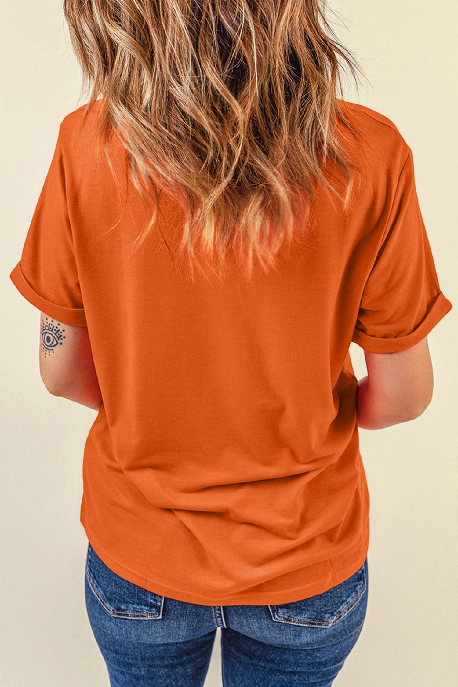 Orange Pumpkin Season Letter Print Relaxed T Shirt