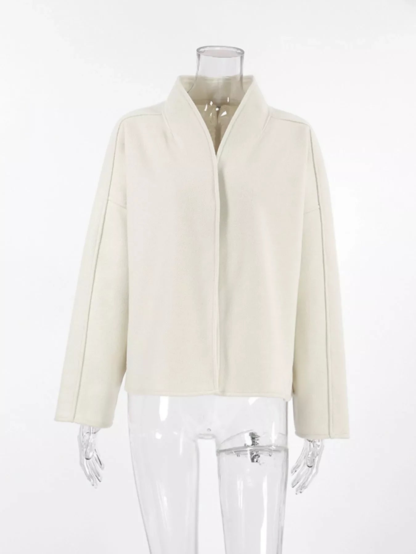 Elegant Stand Collar Open Front Outerwear