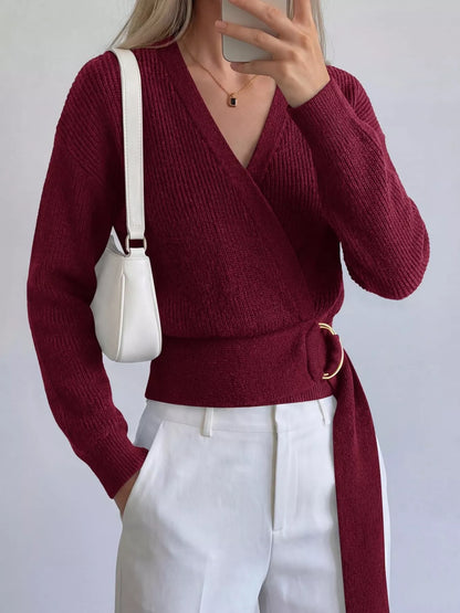 Metal Ring Detail Dropped Shoulder Sweater