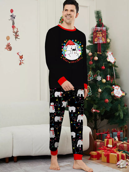Full Size Family Matching Christmas Pajamas Set with Polar Bear Print Plus Size