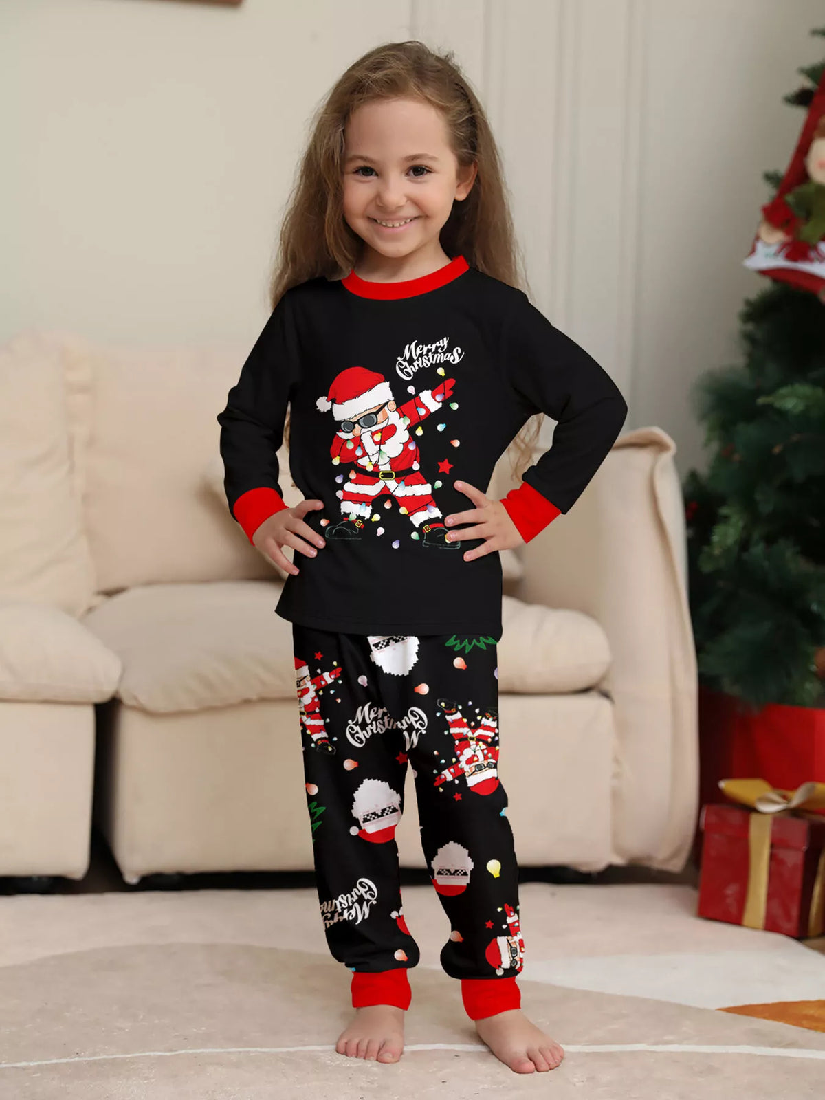 Full Size Family Matching Christmas Santa Pajamas Set Plus Size
