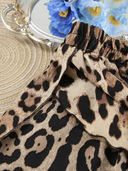 Leopard Bra & Cardigan and Shorts Set