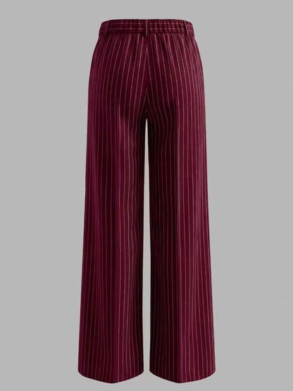 High-Waisted Striped Wide-Leg Pants for Women