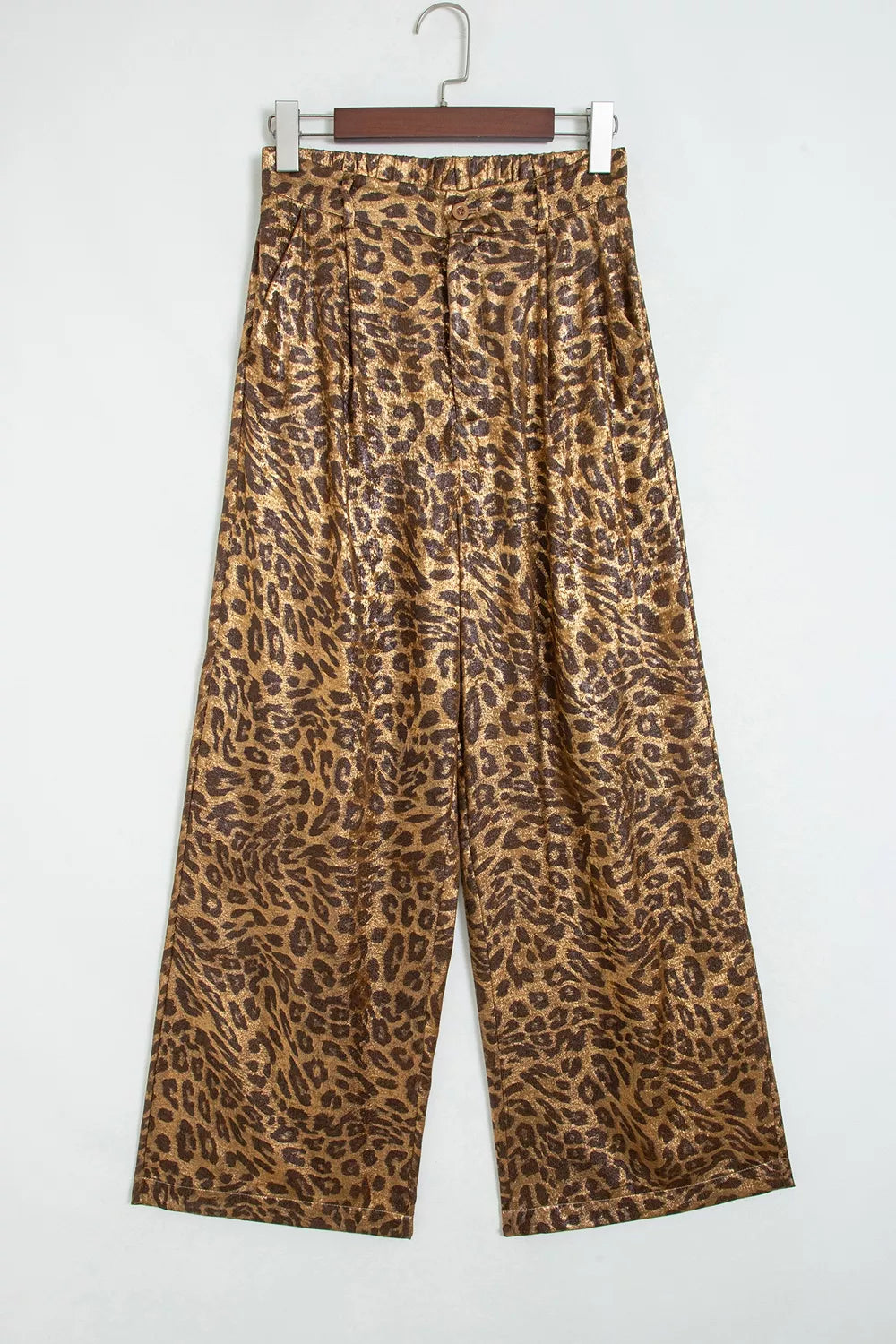 Multicolour Leopard Print Western Style Wide Leg Full Length Pants