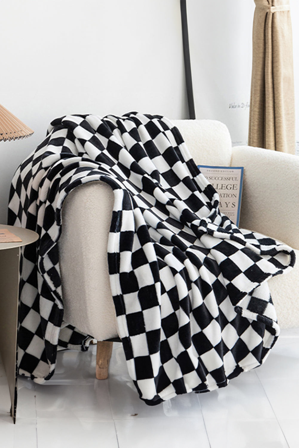 Blue Zone Planet | Black Checkerboard Printed Soft Throw Blanket