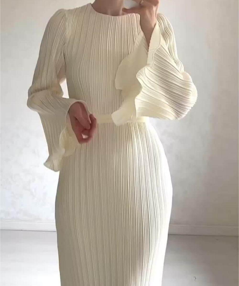 Temperature Flared Sleeve Long Dress