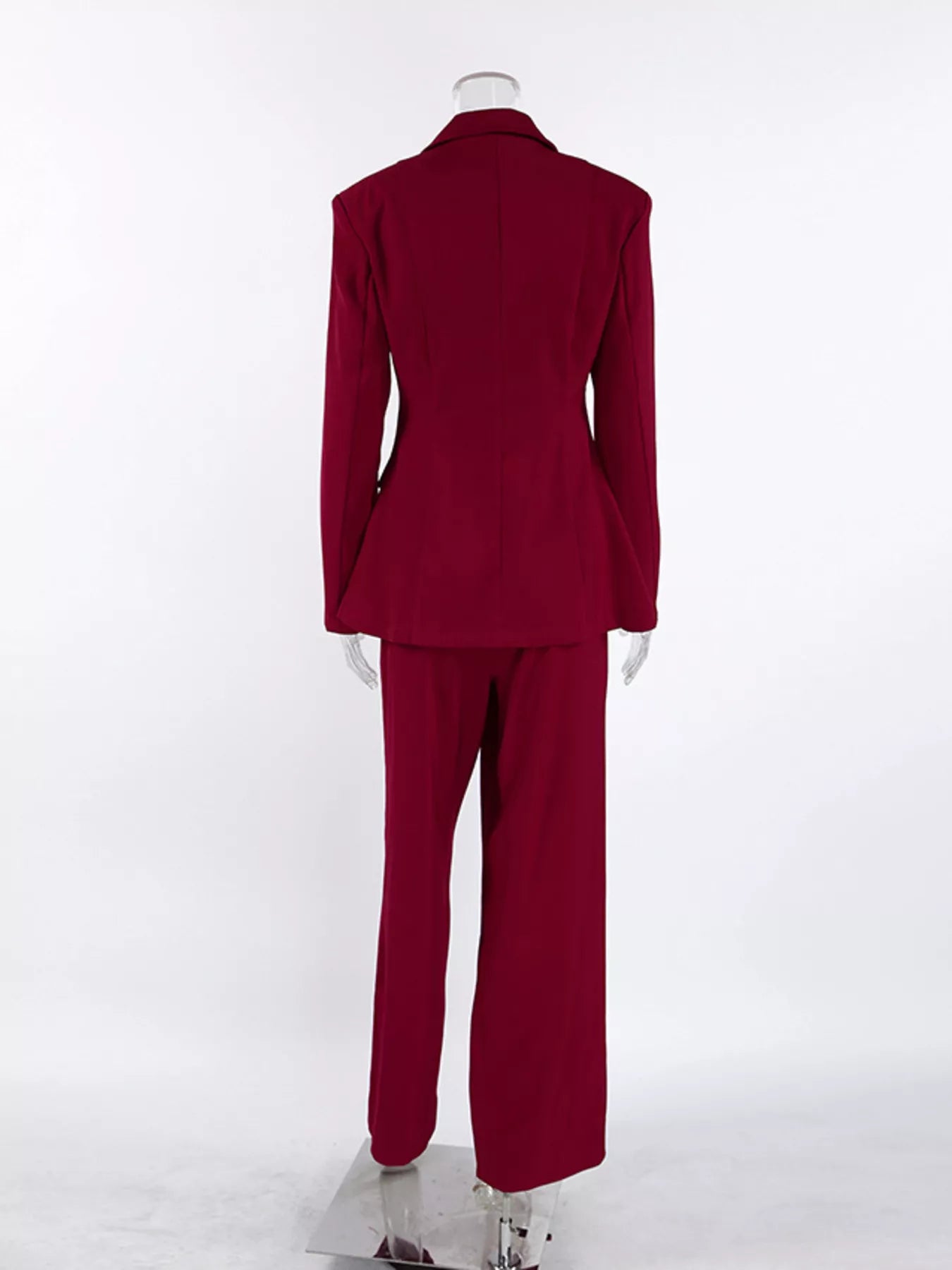 Single-Breasted Blazer and Wide-Leg Pants Set