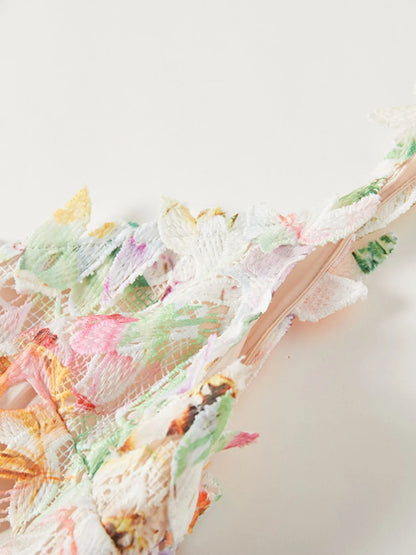 Floral Lace Sleeveless V-Neck Midi Dress