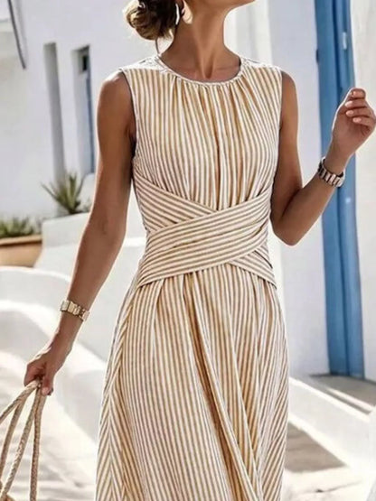 Full Size Striped Sleeveless Maxi Dress Plus Size | Diva USA