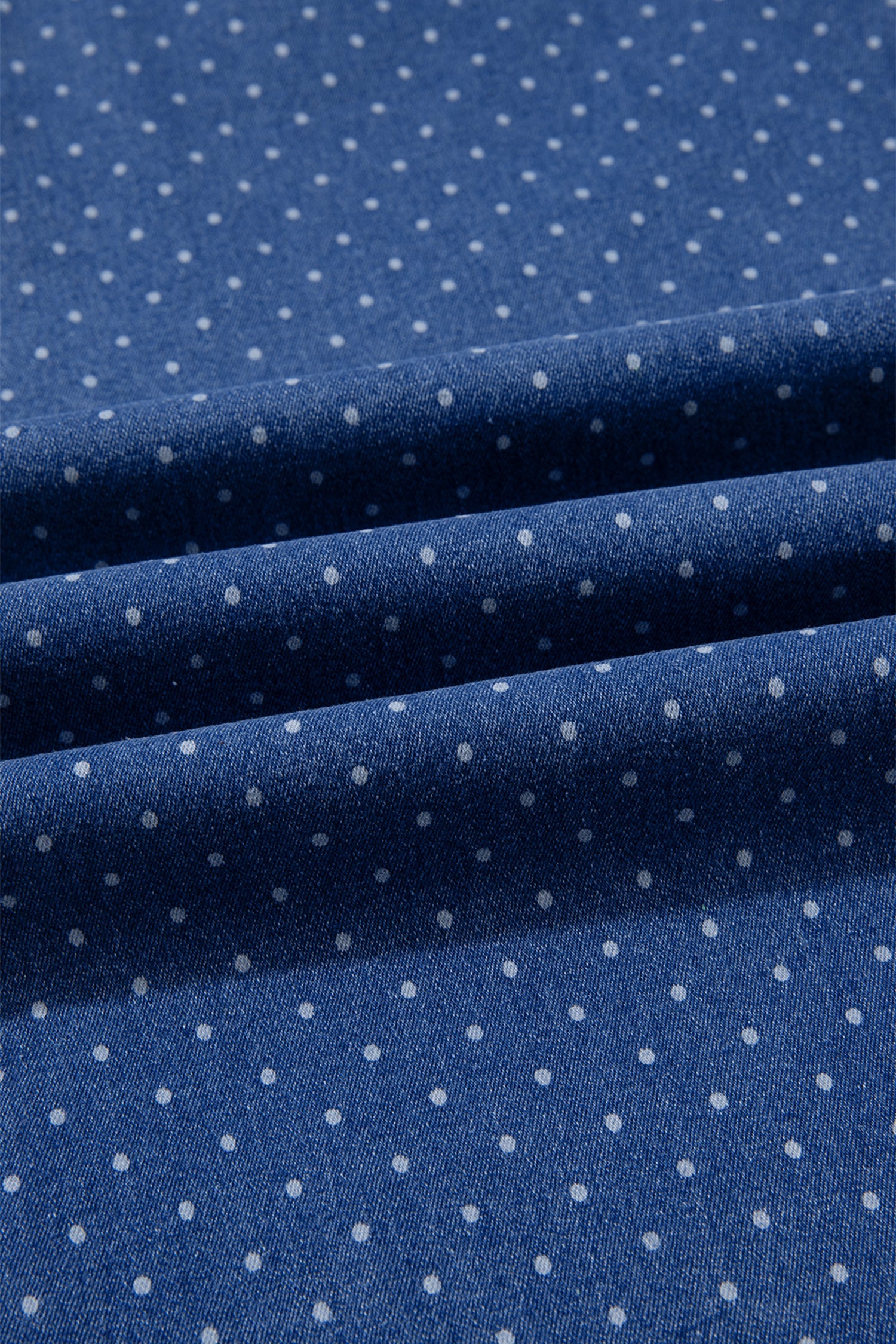 Sky Blue Polka Dot Wide Leg Full Length Shift Silhouette Plus Size Jeans
