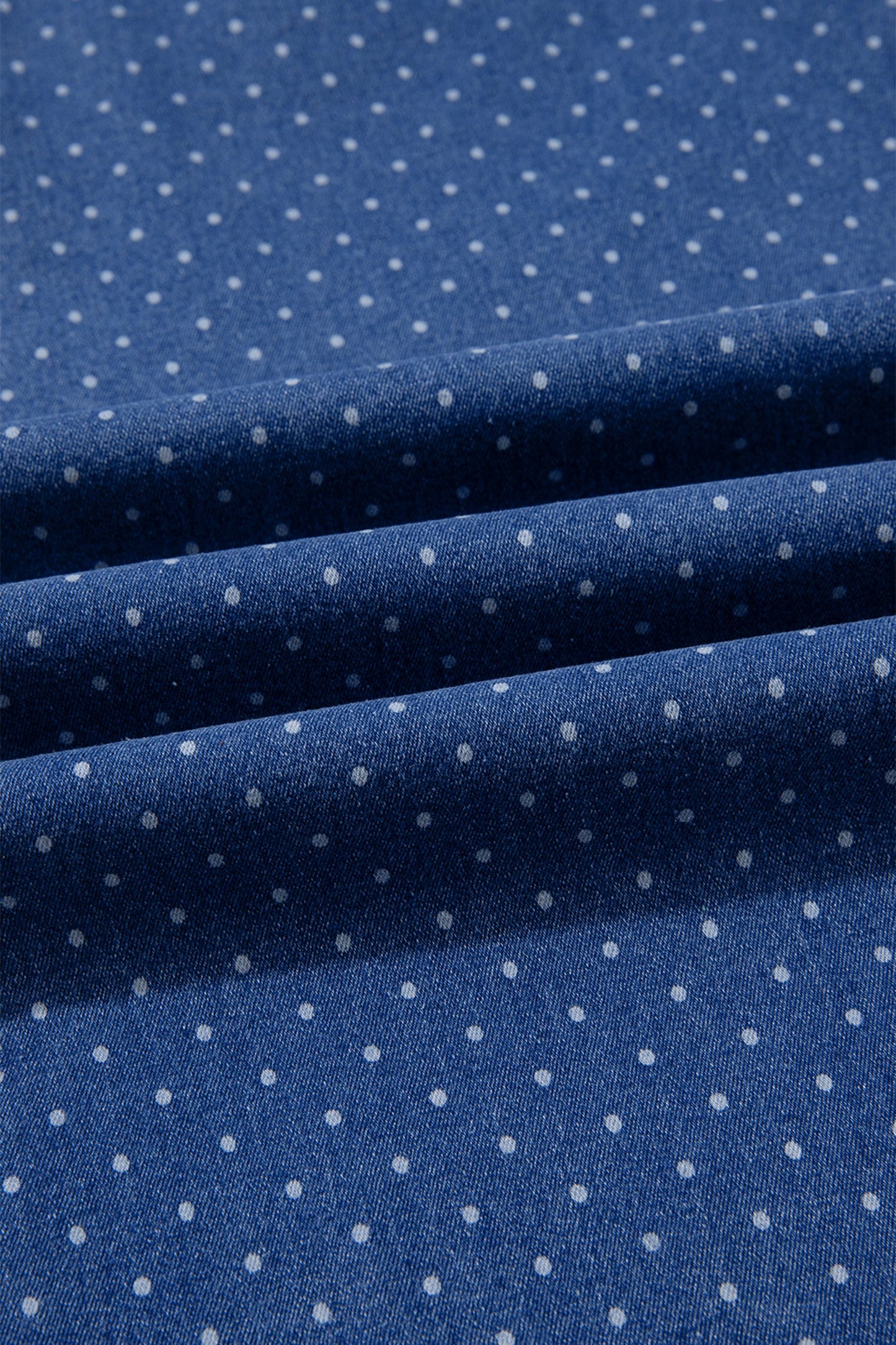 Sky Blue Polka Dot Wide Leg Full Length Shift Silhouette Plus Size Jeans