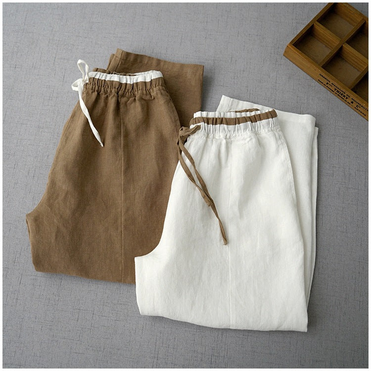 Comfortable loose solid color cropped pants