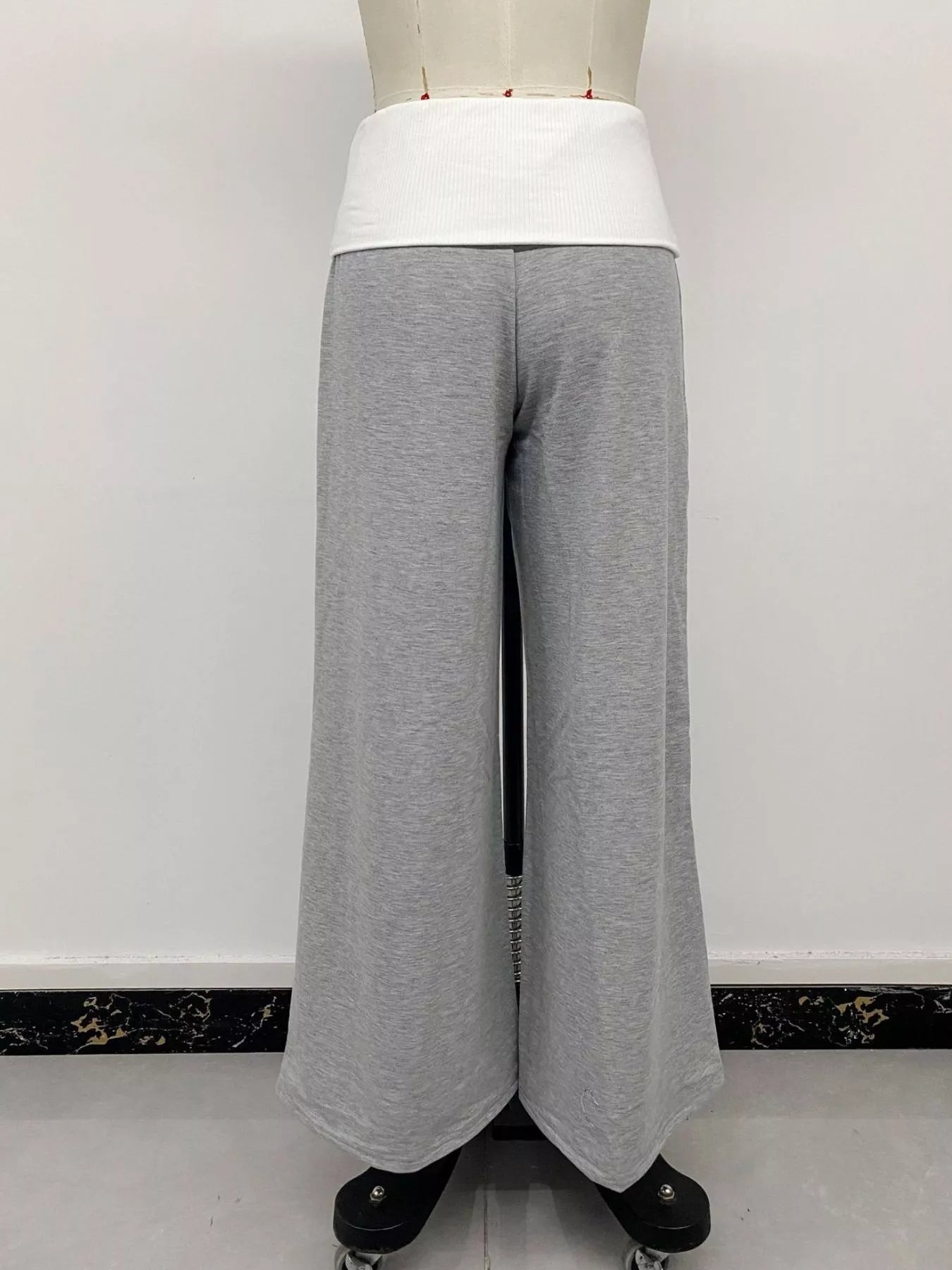 High-Waisted Wide-Leg Contrast Pants