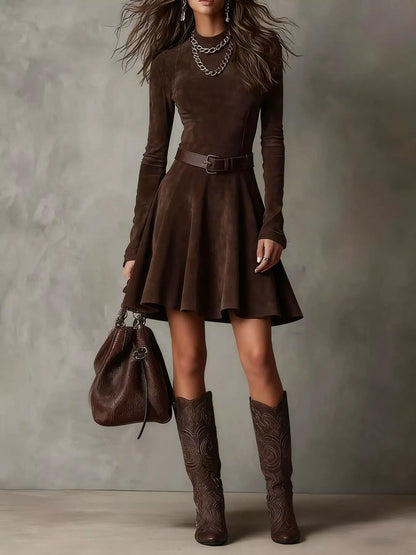 Mock Neck A-Line Dress
