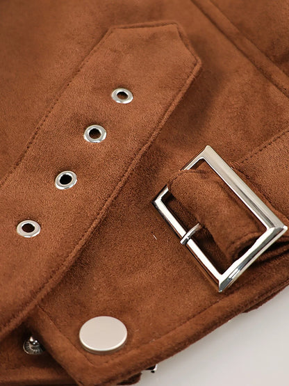Zip Up Dropped Shoulder Moto Jacket