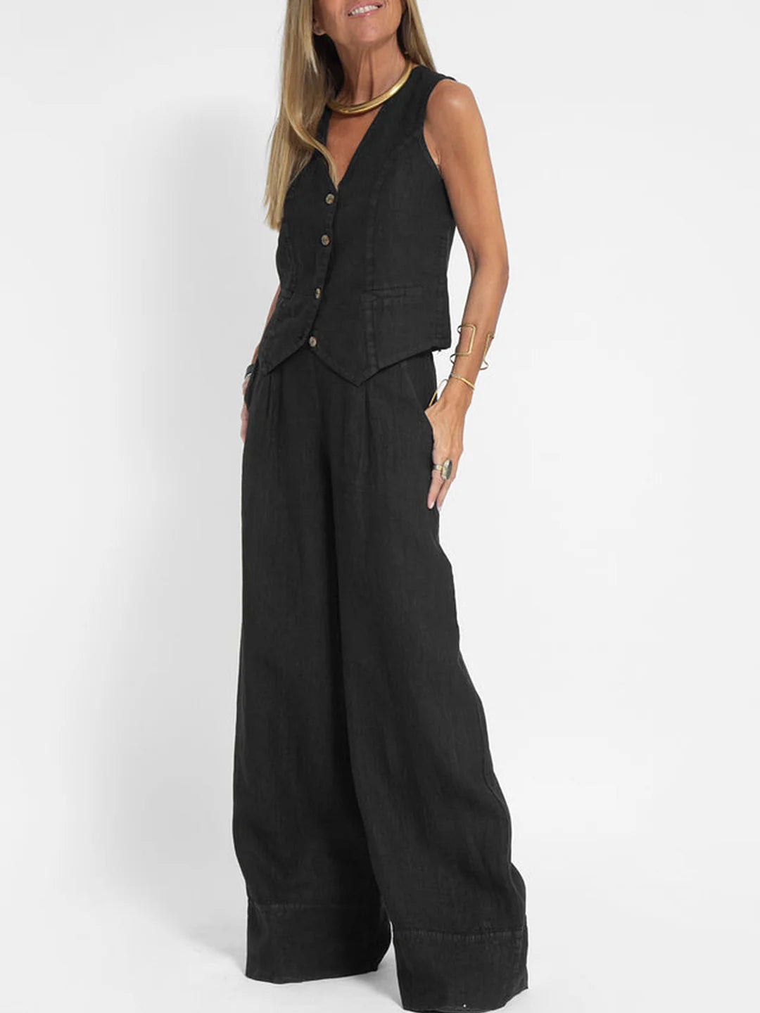 Vest & Pants Cotton Leisure Suit