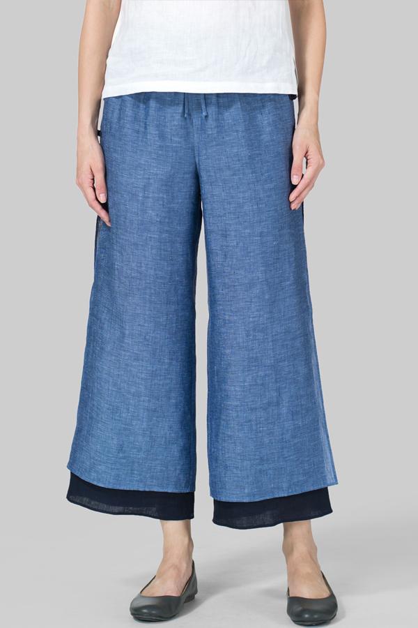 Casual Paneled Wide Leg Pants