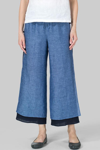 Casual Paneled Wide Leg Pants