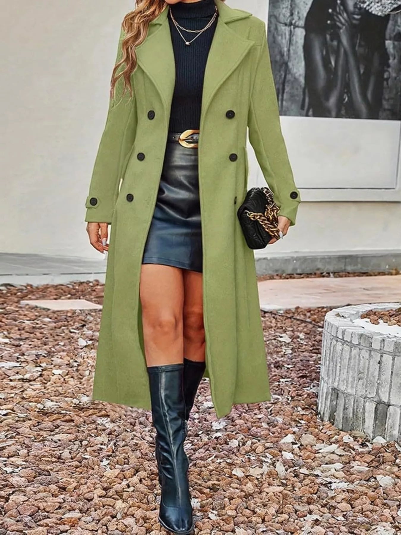 Full Size Double-Breasted Longline Trench Coat Plus Size