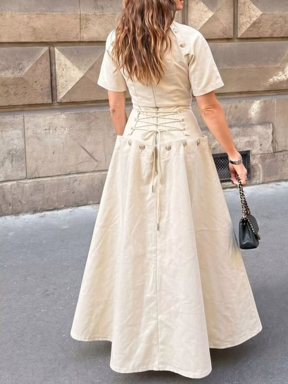 Gold Button Top and Skirt Denim Set