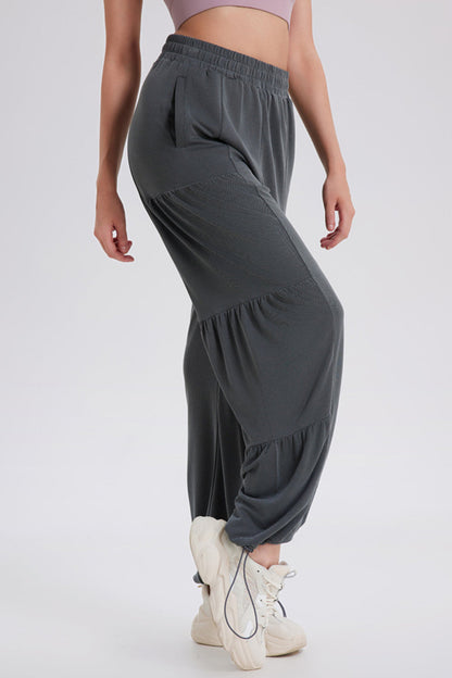 Blue Zone Planet | Basic Bae Drawstring Elastic Waist Ruched Joggers