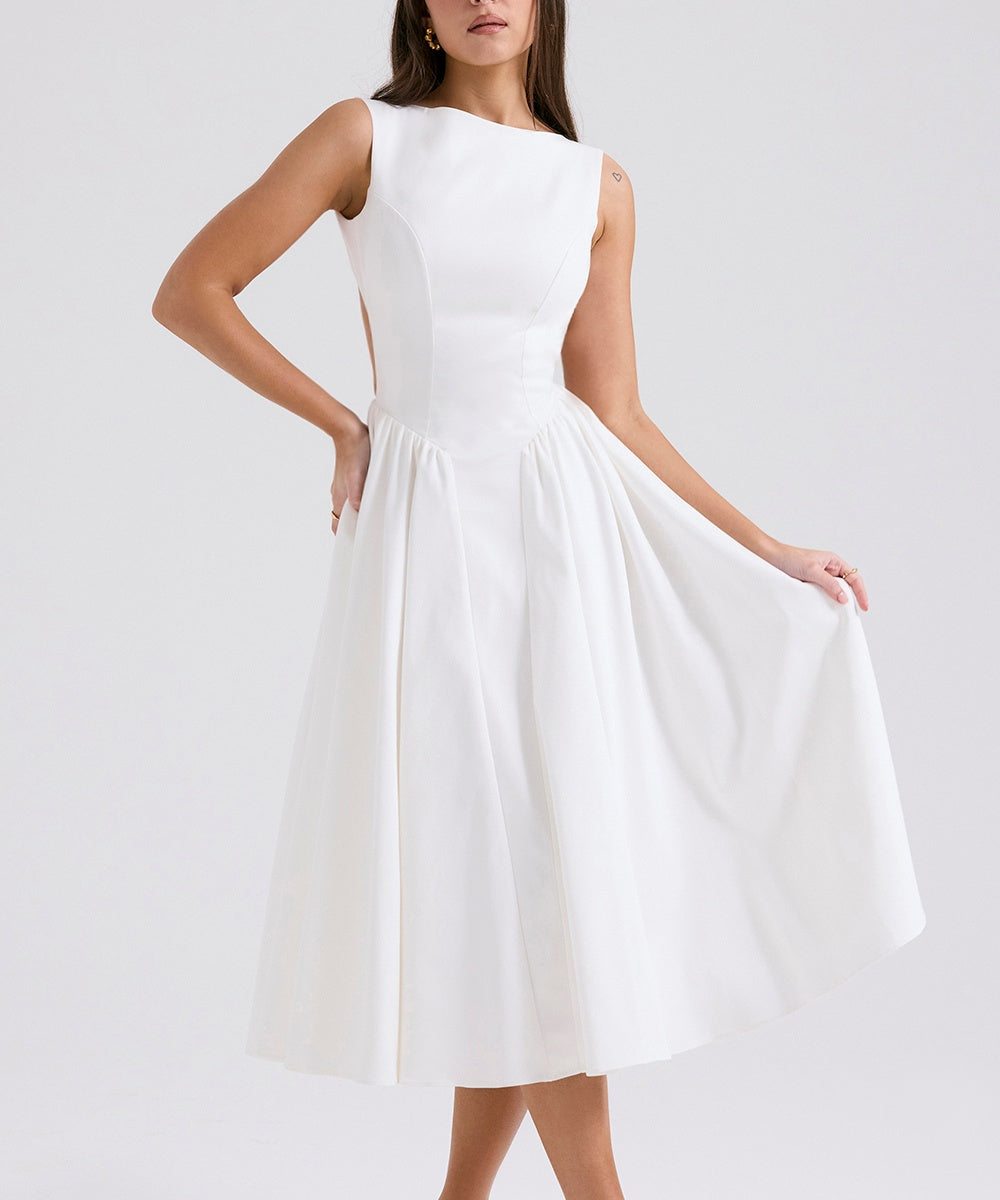 Pure White Backless Party Dress