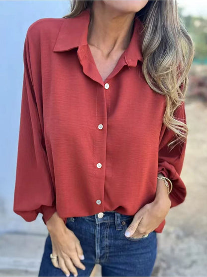 Elegantes schlichtes Button-Up-Shirt für Damen