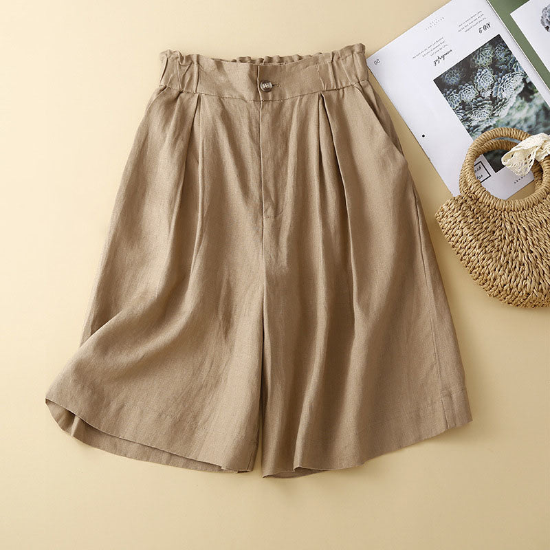 Vintage cotton and linen shorts cropped pants