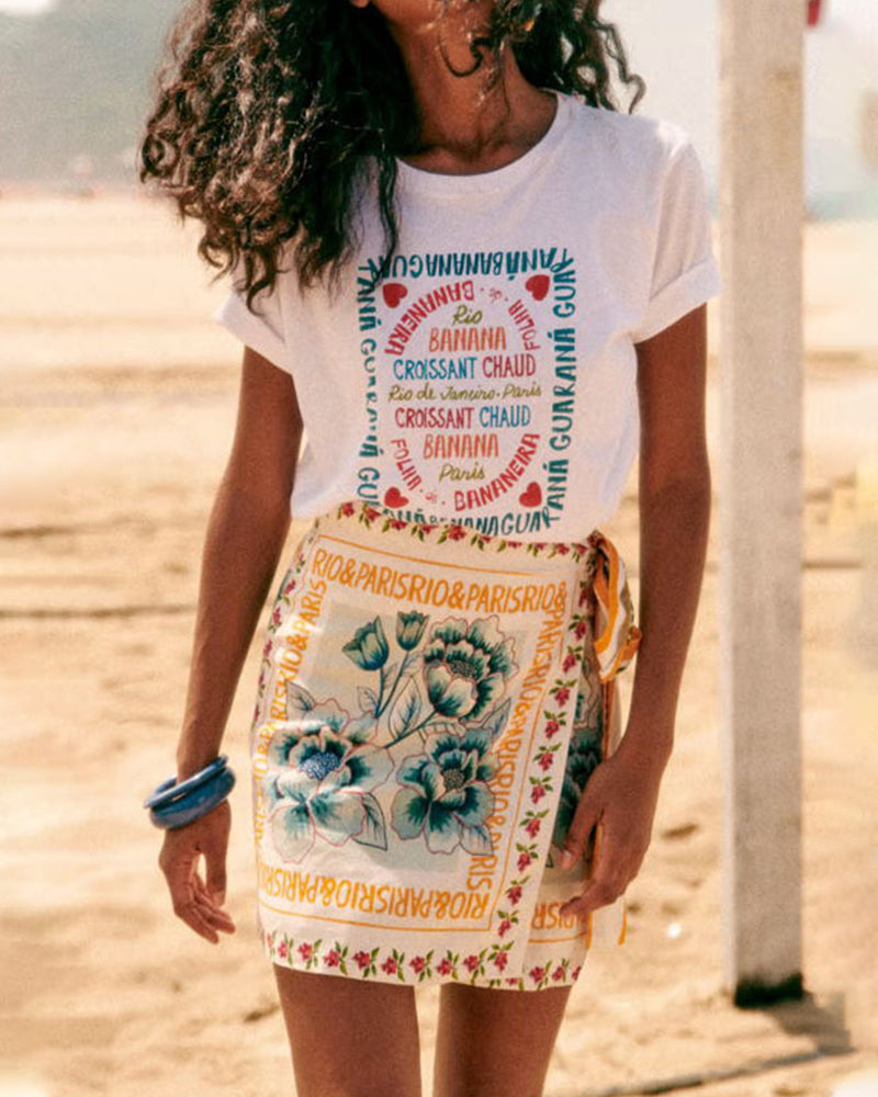 Casual Beach Print Skirt