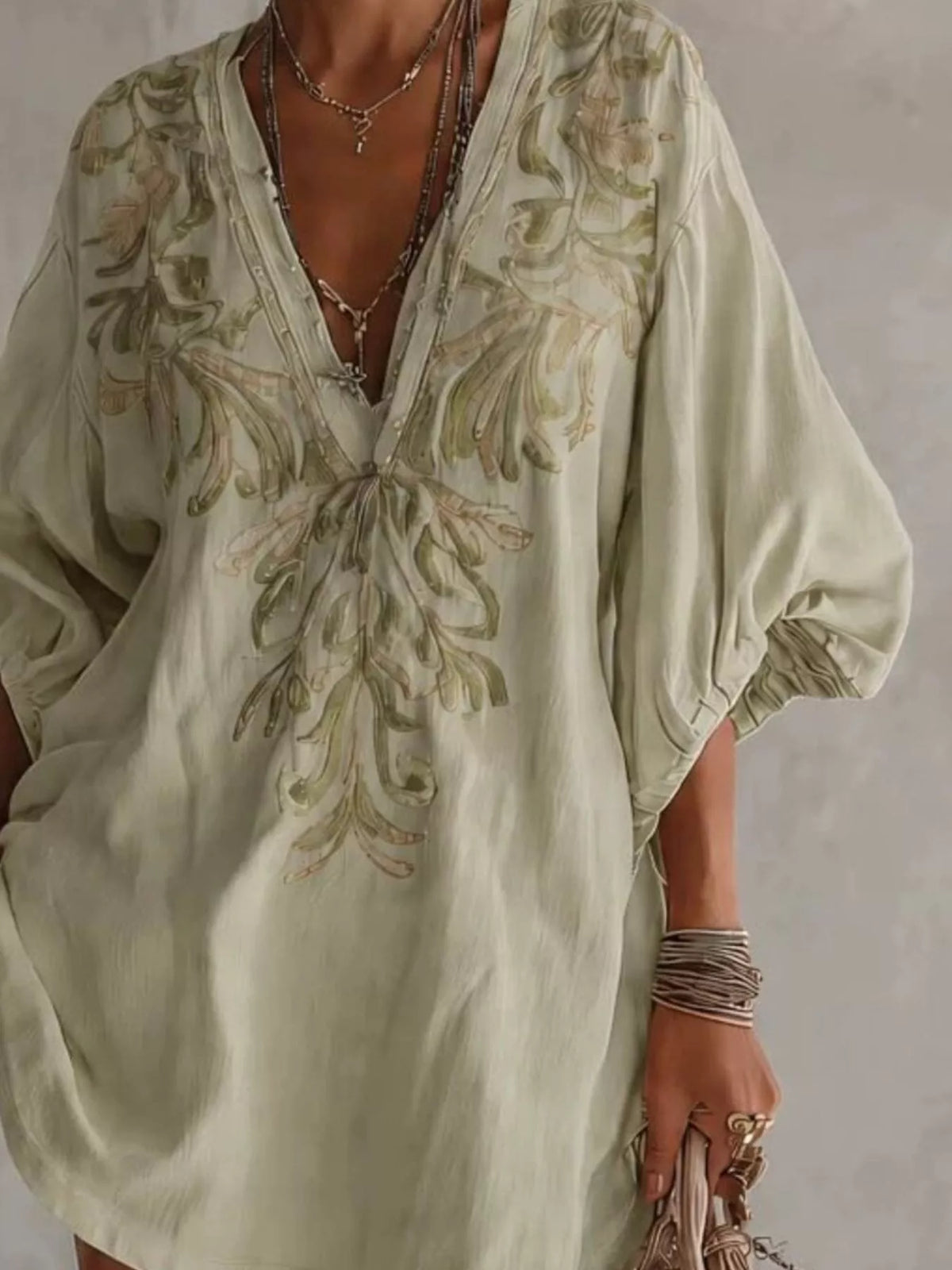 Full Size Embroidered V-Neck Mini Dress Plus Size