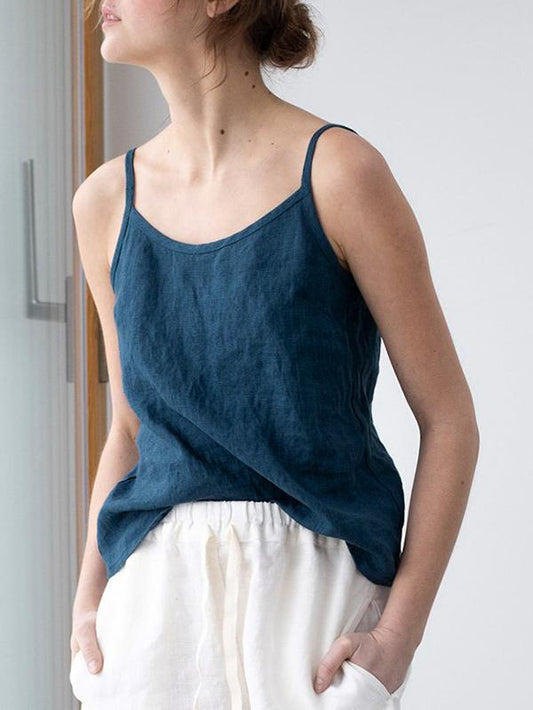 Spaghetti Strap Linen Blend Top