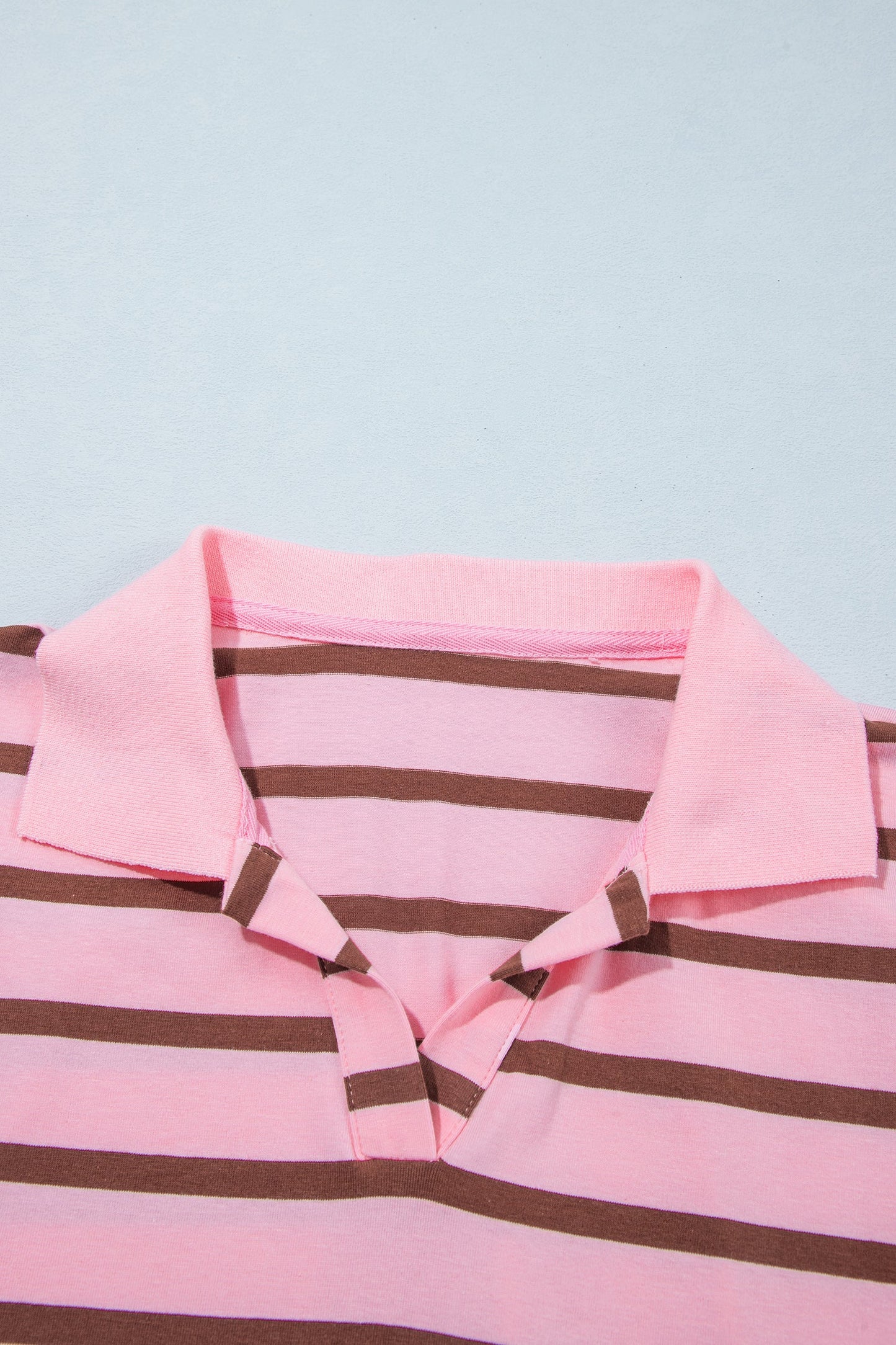 Pink Stripe Striped Long Sleeve Collar Shift Top