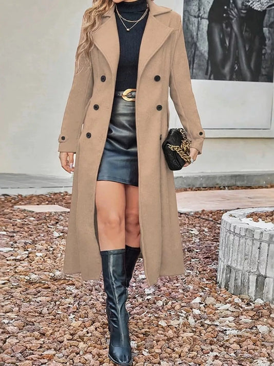 Full Size Double-Breasted Longline Trench Coat Plus Size